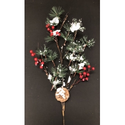 Xmas Spray with Red Berries/Snow 21"